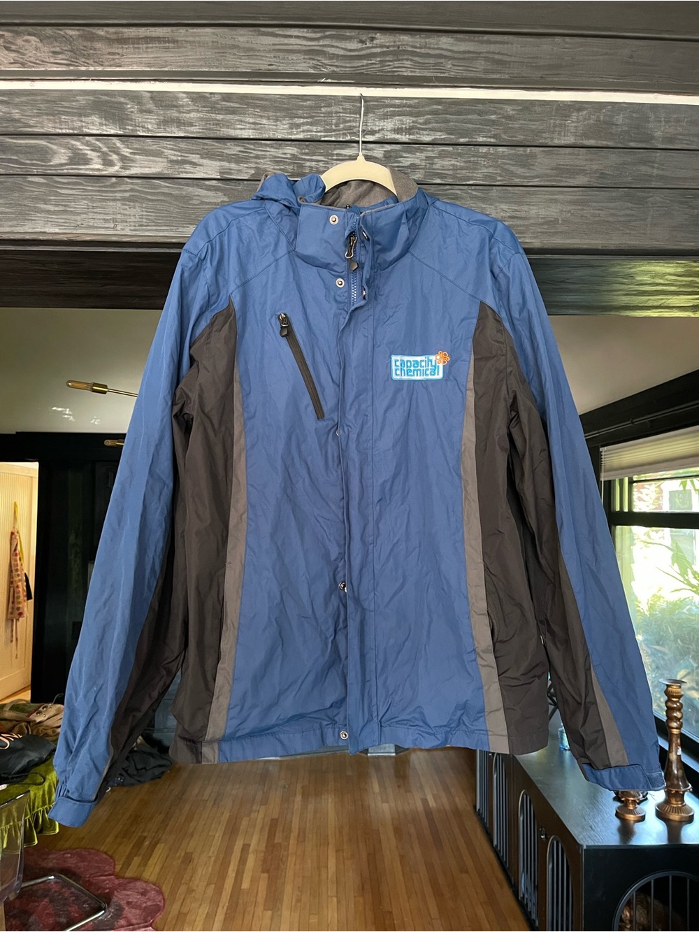 Port Authority Men's Blue and Gray Windbreaker Jacket